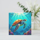 Farbenfrohe, lebendige Meeresschildkröte Karte (Stehend Vorderseite)