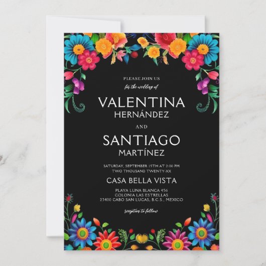 farbenfrohe, lebendige mexikanische Fiesta Wedding Einladung (Vorderseite)