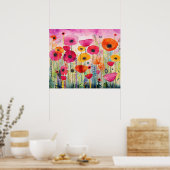 Farbenfrohe, lebendige Mohnblume Blume Poster (Küche)