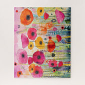 Farbenfrohe, lebendige Mohnblume Blume Puzzle (Vertikal)
