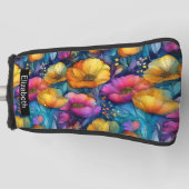 Farbenfrohe Lebendige Mohnblume Personalisiert Golf Headcover (Vorderseite)