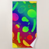 Farbenfrohe, lebendige Neon Frucht Muster Kunst Strandtuch (Vorderseite)