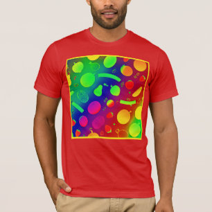 Farbenfrohe, lebendige Neon Frucht Muster Kunst T-Shirt