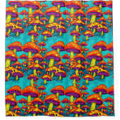 Farbenfrohe, lebendige Retro-Trippy-Pilze Duschvorhang (Vorderseite)