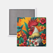 Farbenfrohe, lebendige Rooster-Wand-Uhr Magnet (Vorderseite/Rückseite)