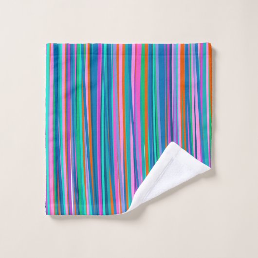 Farbenfrohe, lebendige Streifen in hellen Sommerfa Badhandtuch Set (Waschlappen)