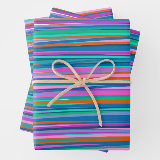 Farbenfrohe, lebendige Streifen in hellen Sommerfa Geschenkpapier Set (Beispiel)