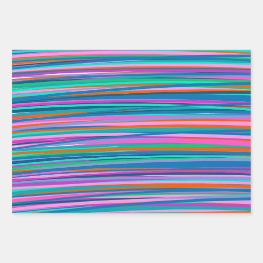 Farbenfrohe, lebendige Streifen in hellen Sommerfa Geschenkpapier Set (Vorderseite)