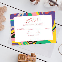 Farbenfrohe, lebendige Swirl Art Wedding Response  RSVP Karte
