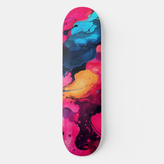 Farbenfrohe, lebendige Tinte Skateboard (Vorderseite)
