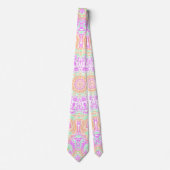 Farbenfrohe lebendige Trippy Hippie Boho Mandala Krawatte (Vorderseite)