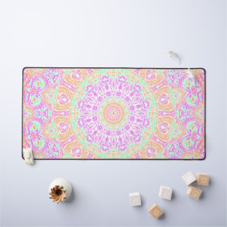 Farbenfrohe lebendige Trippy Hippie Boho Mandala Schreibtischunterlage