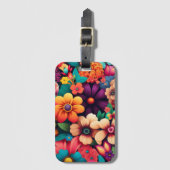 Farbenfrohe, lebendige Vintage Blume Gepäckanhänger (Vorderseite Vertikal)