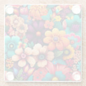 Farbenfrohe, lebendige Vintage Blume Glasuntersetzer (Rückseite)