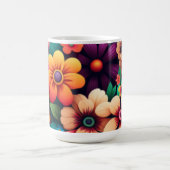 Farbenfrohe, lebendige Vintage Blume Kaffeetasse (Mittel)