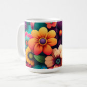 Farbenfrohe, lebendige Vintage Blume Kaffeetasse (Vorderseite Links)