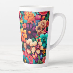 Farbenfrohe, lebendige Vintage Blume Milchtasse
