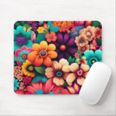 Farbenfrohe, lebendige Vintage Blume Mousepad (Mit Mouse)
