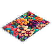 Farbenfrohe, lebendige Vintage Blume Notizblock (Linke Seite)
