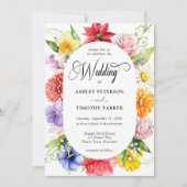 Farbenfrohe, lebendige Wasserfarben Blume Hochzeit Einladung (Vorderseite)