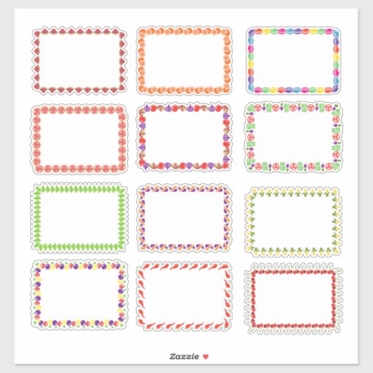 Farbenfrohe Lebensmittel Thema Gerahmte Blanketike Aufkleber (Blatt)