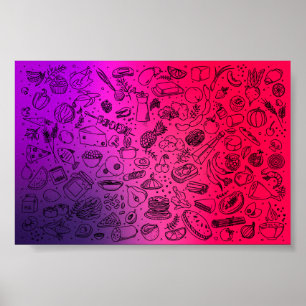 Farbenfrohe Lebensmittelmuster Obst Lebensmittel P Poster