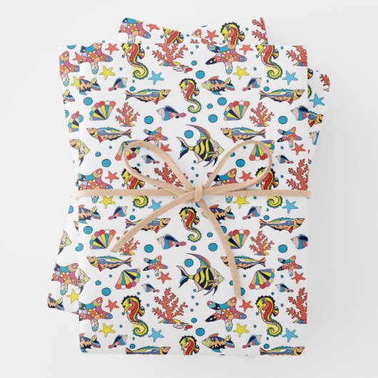 Farbenfrohe Lebensweise unter Wasser Geschenkpapier Set (Beispiel)