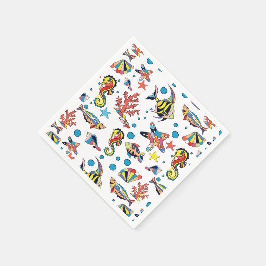 Farbenfrohe Lebensweise unter Wasser Serviette (Ecke)