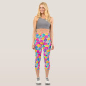 Farbenfrohe, lebhafte Abstrakte geometrische Forme Capri Leggings (Vorderseite)