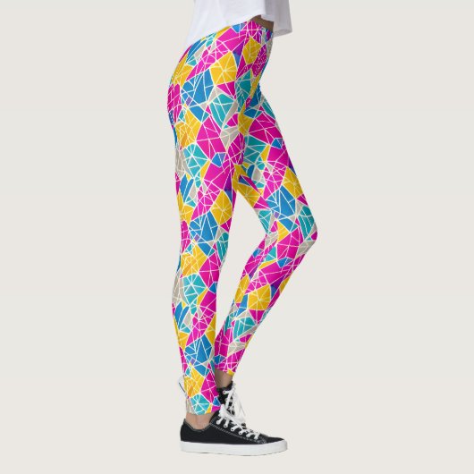 Farbenfrohe, lebhafte Abstrakte geometrische Forme Leggings (Rechts)