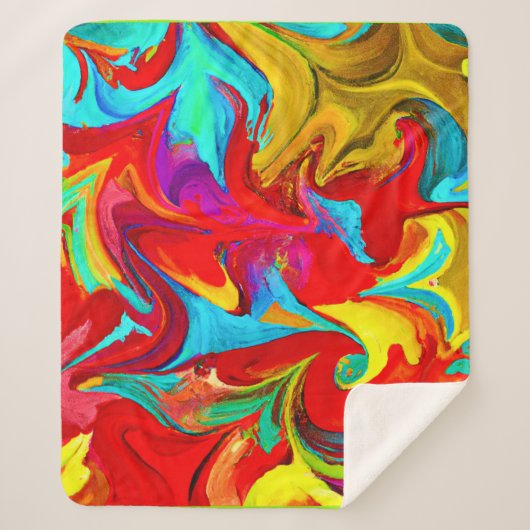 Farbenfrohe, lebhafte Abstrakte Muster Sherpadecke (Vorderseite)