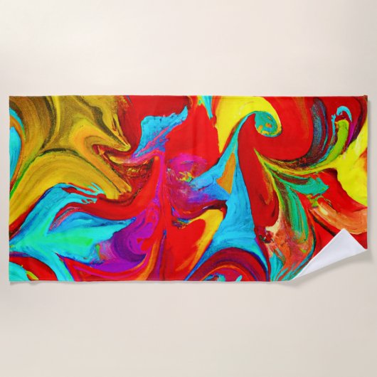 Farbenfrohe, lebhafte Abstrakte Muster Strandtuch (Vorderseite)