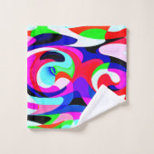 Farbenfrohe, lebhafte Abstraktionsmuster Badhandtuch Set (Waschlappen)