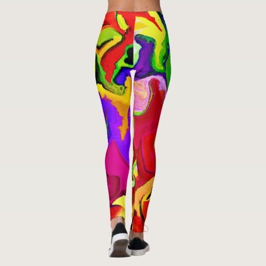 Farbenfrohe, lebhafte Abstraktionsmuster Leggings (Rückseite)