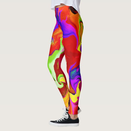 Farbenfrohe, lebhafte Abstraktionsmuster Leggings (Links)