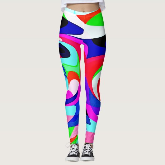 Farbenfrohe, lebhafte Abstraktionsmuster Leggings (Vorderseite)