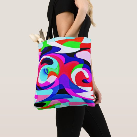 Farbenfrohe, lebhafte Abstraktionsmuster Tasche (Von Nahem)
