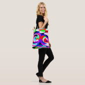 Farbenfrohe, lebhafte Abstraktionsmuster Tasche (Am Model)