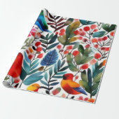 Farbenfrohe, lebhafte Blume, Birdspattern Wrapping Geschenkpapier (Ungerollt)