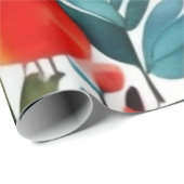 Farbenfrohe, lebhafte Blume, Birdspattern Wrapping Geschenkpapier (Rolleneckpunkt)