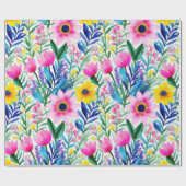 Farbenfrohe, lebhafte Blume und Vogelscheuche Geschenkpapier (Flach)