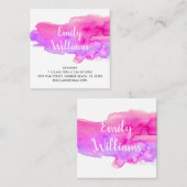 Farbenfrohe, lebhafte, Lila, rosafarbene Farbtöne Quadratische Visitenkarte (Vorne/Hinten)