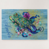 Farbenfrohe, lebhafte Pfauenplume Pfau Schwanz Puzzle (Horizontal)