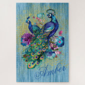 Farbenfrohe, lebhafte Pfauenplume Pfau Schwanz Puzzle (Vertikal)