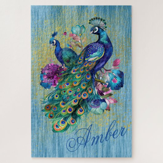 Farbenfrohe, lebhafte Pfauenplume Pfau Schwanz Puzzle (Vertikal)