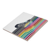 Farbenfrohe, lebhafte Streifen Zebramalerei Fliese (Seite)