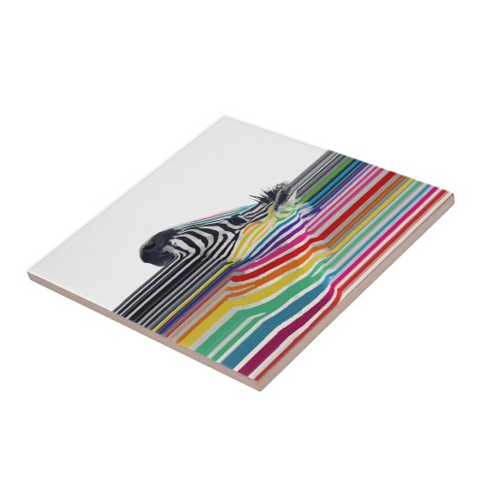 Farbenfrohe, lebhafte Streifen Zebramalerei Fliese (Seite)