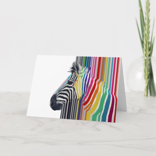 Farbenfrohe, lebhafte Streifen Zebramalerei Karte (Vorderseite)