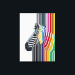 Farbenfrohe, lebhafte Streifen Zebramalerei Leinwanddruck<br><div class="desc">Happy bunt gestreiften zebra wilde Tiermalerei,  gefüllt mit hellblau,  dunkelblauer königsblau,  aqua grün,  hot pink,  orange,  verblasst dunkelrot,  gelb,  grau,  schwarz,  weiß,  lebendige Regenbogenfarben Illustration,  auf einem einfachen weißen Hintergrund. Einzigartige,  trendige Sommerfarben,  moderne,  künstlerische Zebramalerei.</div>