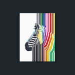 Farbenfrohe, lebhafte Streifen Zebramalerei Leinwanddruck<br><div class="desc">Happy bunt gestreiften zebra wilde Tiermalerei,  gefüllt mit hellblau,  dunkelblauer königsblau,  aqua grün,  hot pink,  orange,  verblasst dunkelrot,  gelb,  grau,  schwarz,  weiß,  lebendige Regenbogenfarben Illustration,  auf einem einfachen weißen Hintergrund. Einzigartige,  trendige Sommerfarben,  moderne,  künstlerische Zebramalerei.</div>
